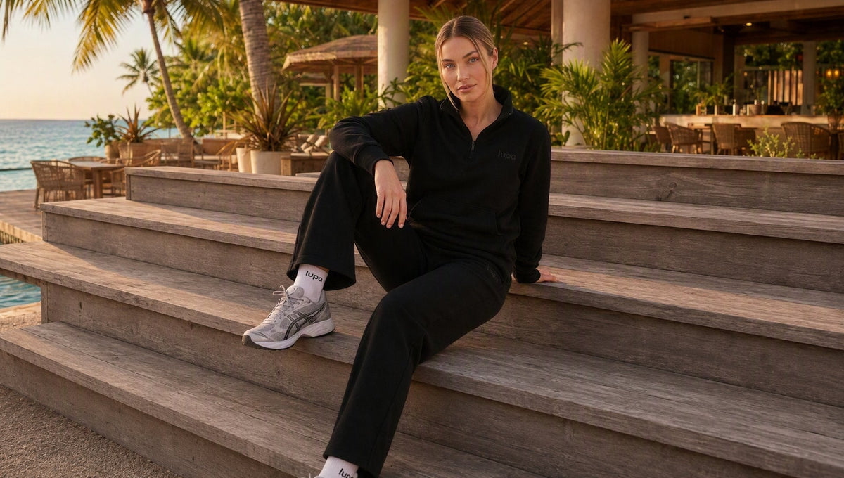 LUPA campaign - bleacher seating with LUPA socks