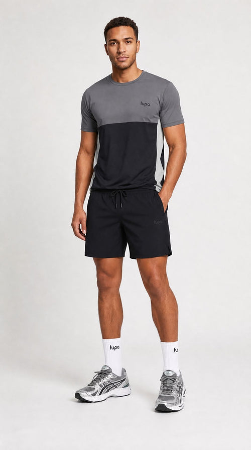 Barcelona Colour Block Tee - Black/Mid Grey