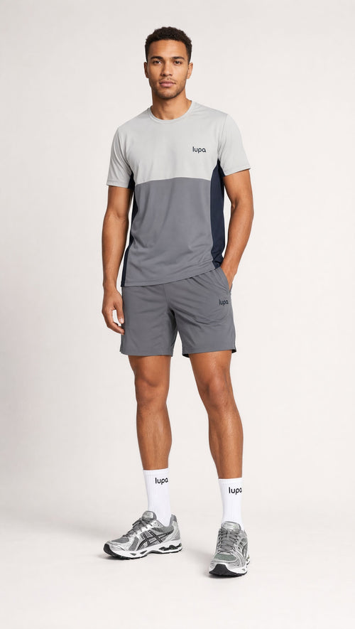 Barcelona Colour Block Tee - Mid Grey/Light Grey