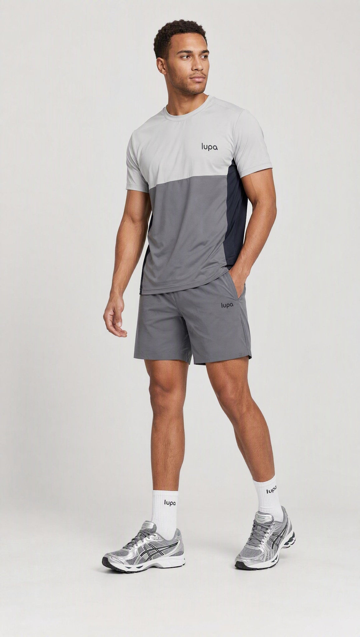 Barcelona Colour Block Tee - Mid Grey/Light Grey