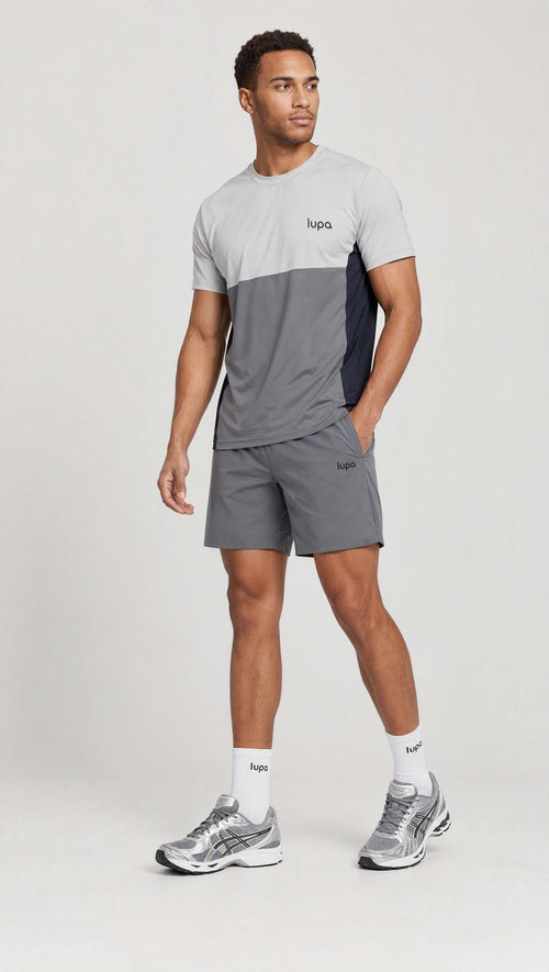 Barcelona Colour Block Tee - Mid Grey/Light Grey