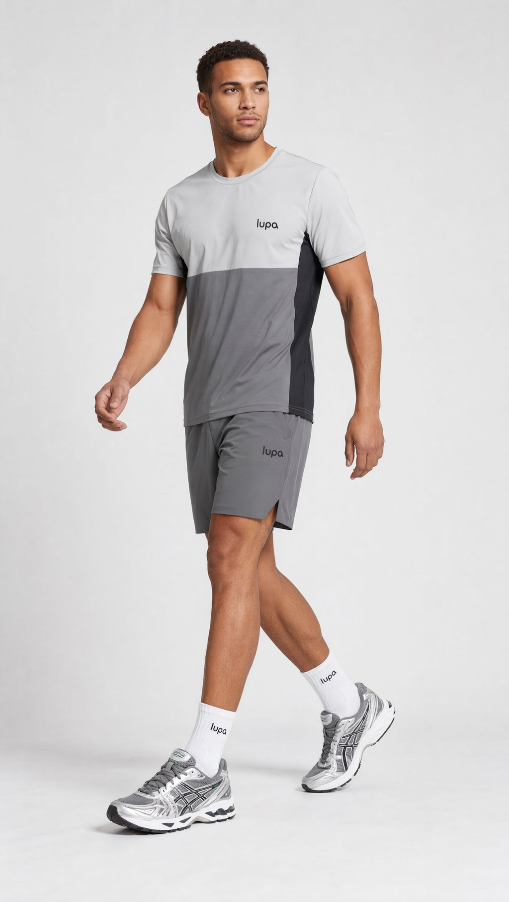 Barcelona Colour Block Tee - Mid Grey/Light Grey