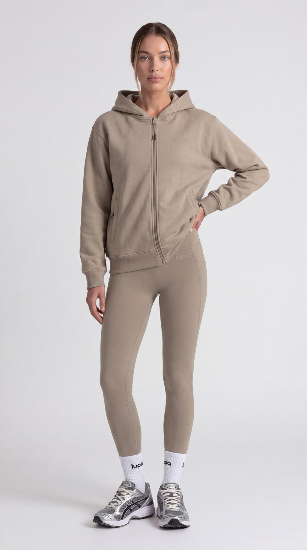 Madrid Fleece Zip Through - Taupe