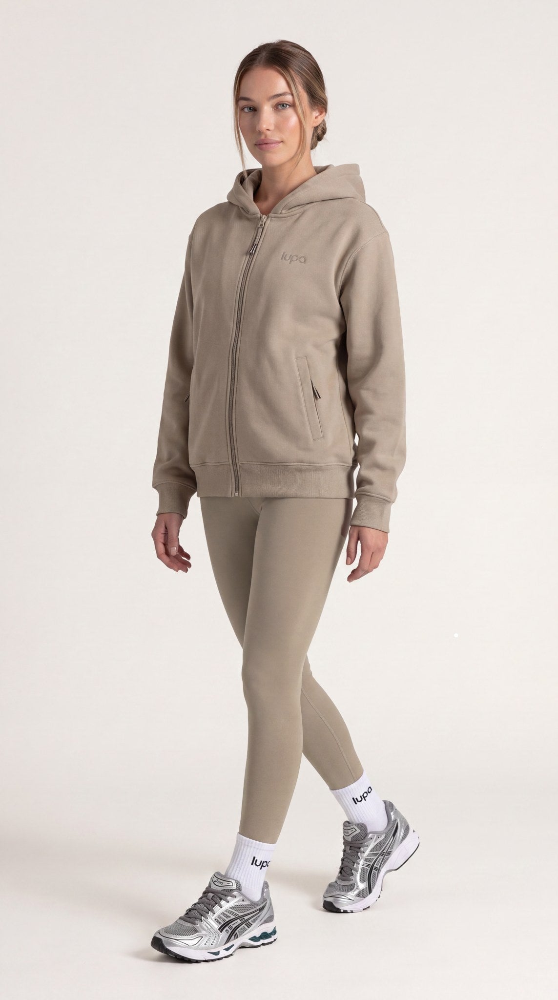 Madrid Fleece Zip Through - Taupe