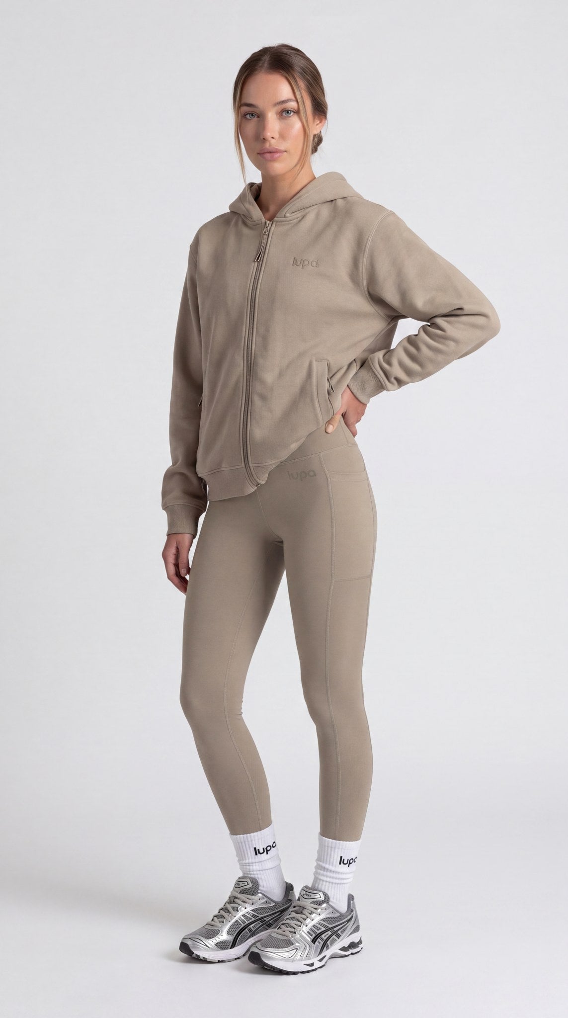 Madrid Fleece Zip Through - Taupe