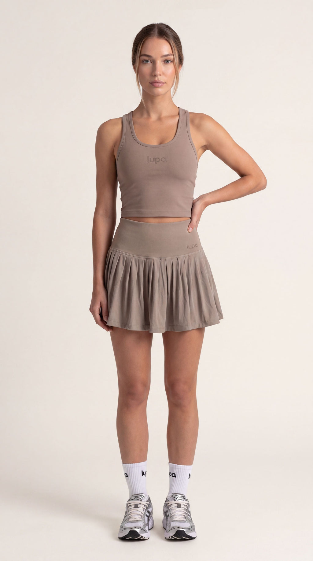 Milan Soft Touch Vest and Sydney Skort - Taupe