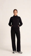 Paris Fleece Open Hem Pant - Black