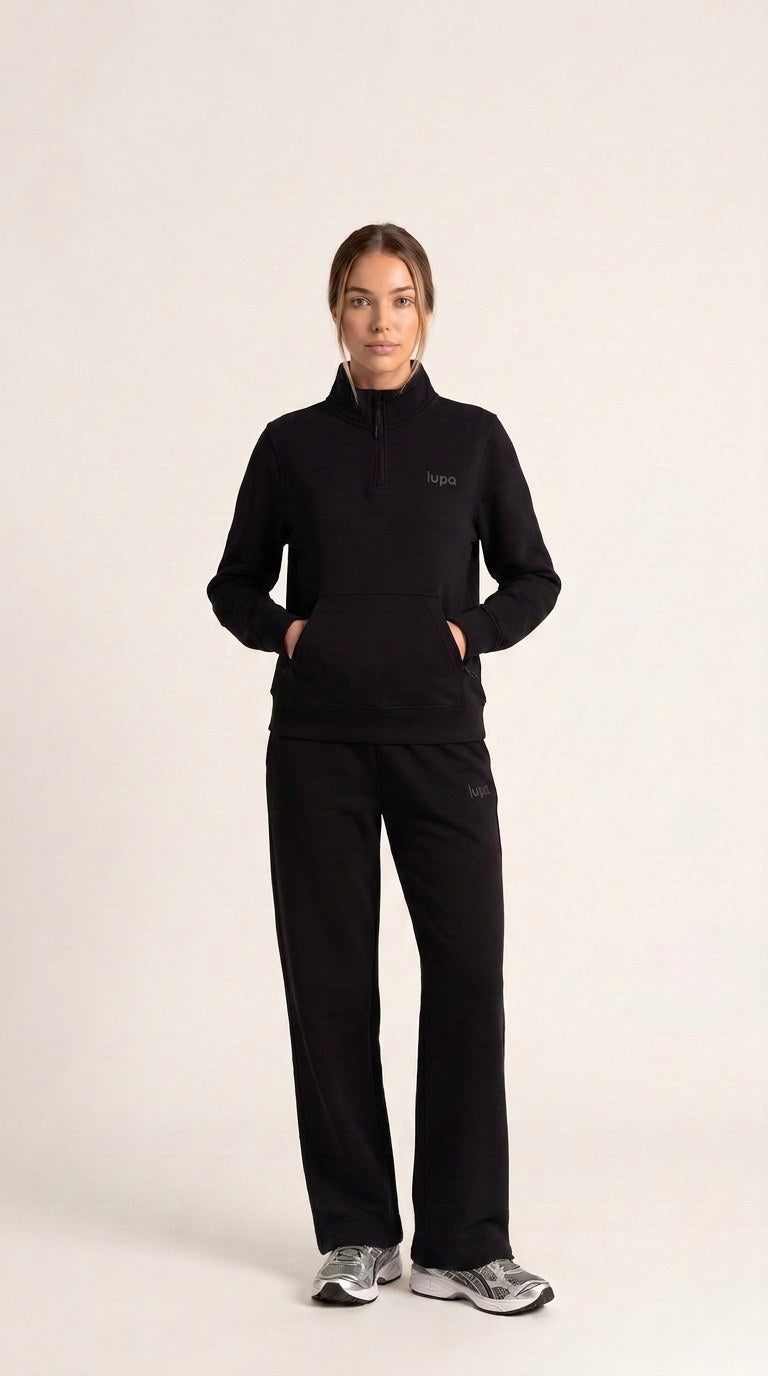 Paris Fleece Open Hem Pant - Black