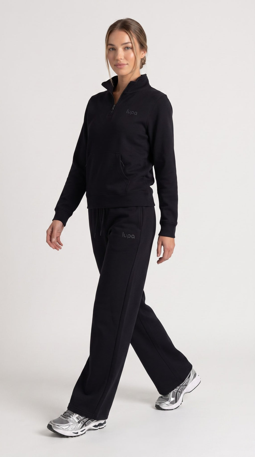 Paris Fleece Open Hem Pant - Black