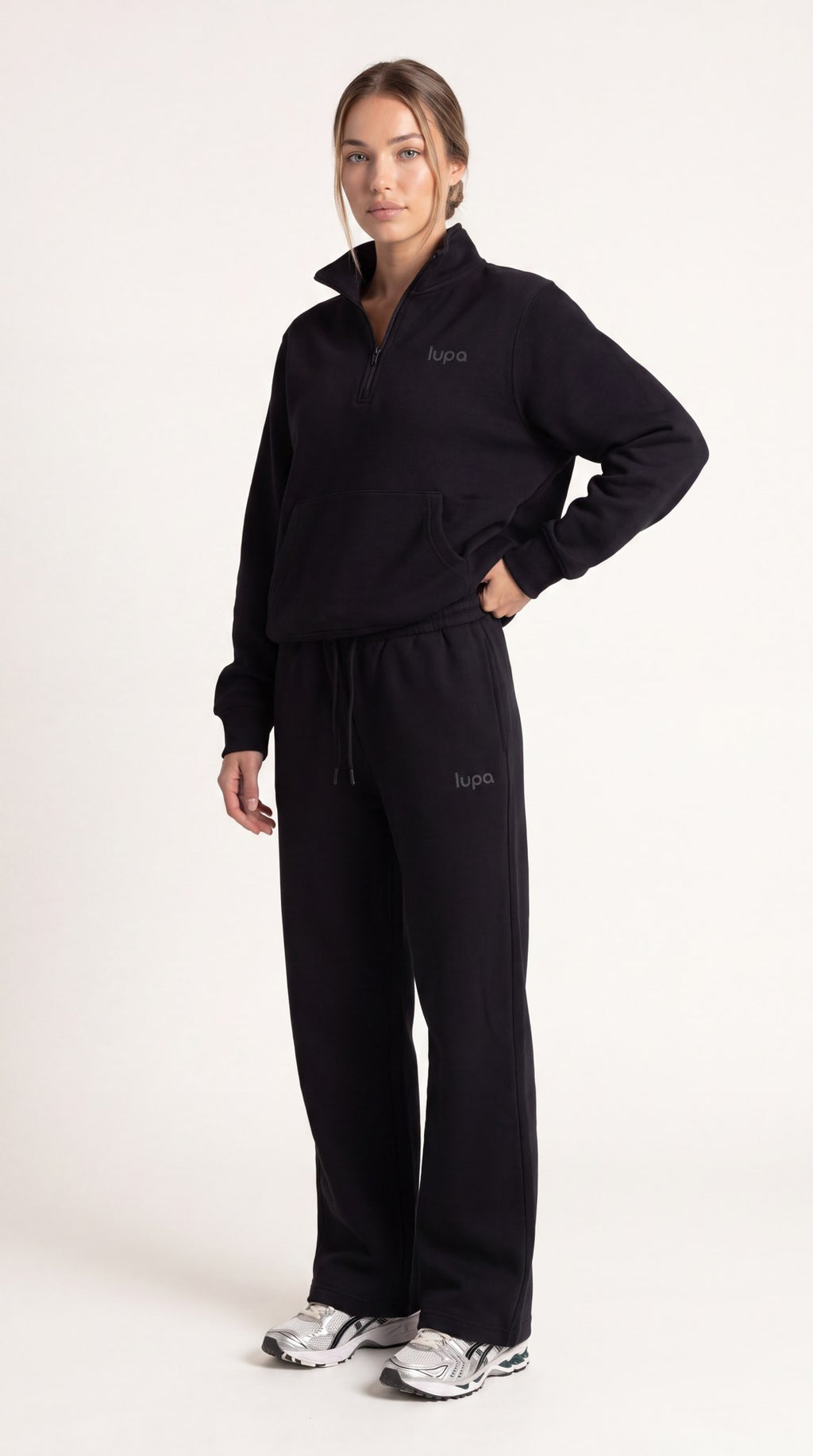 Paris Fleece Open Hem Pant - Black