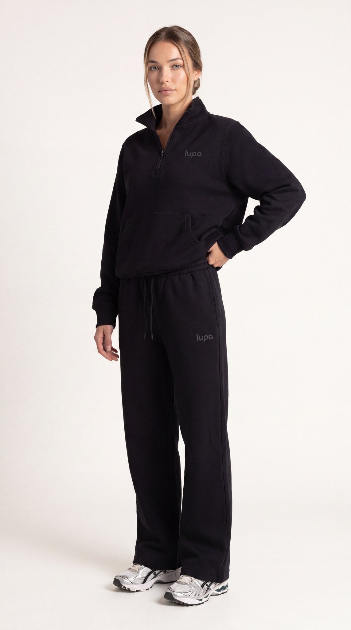 Paris Fleece Open Hem Pant - Black