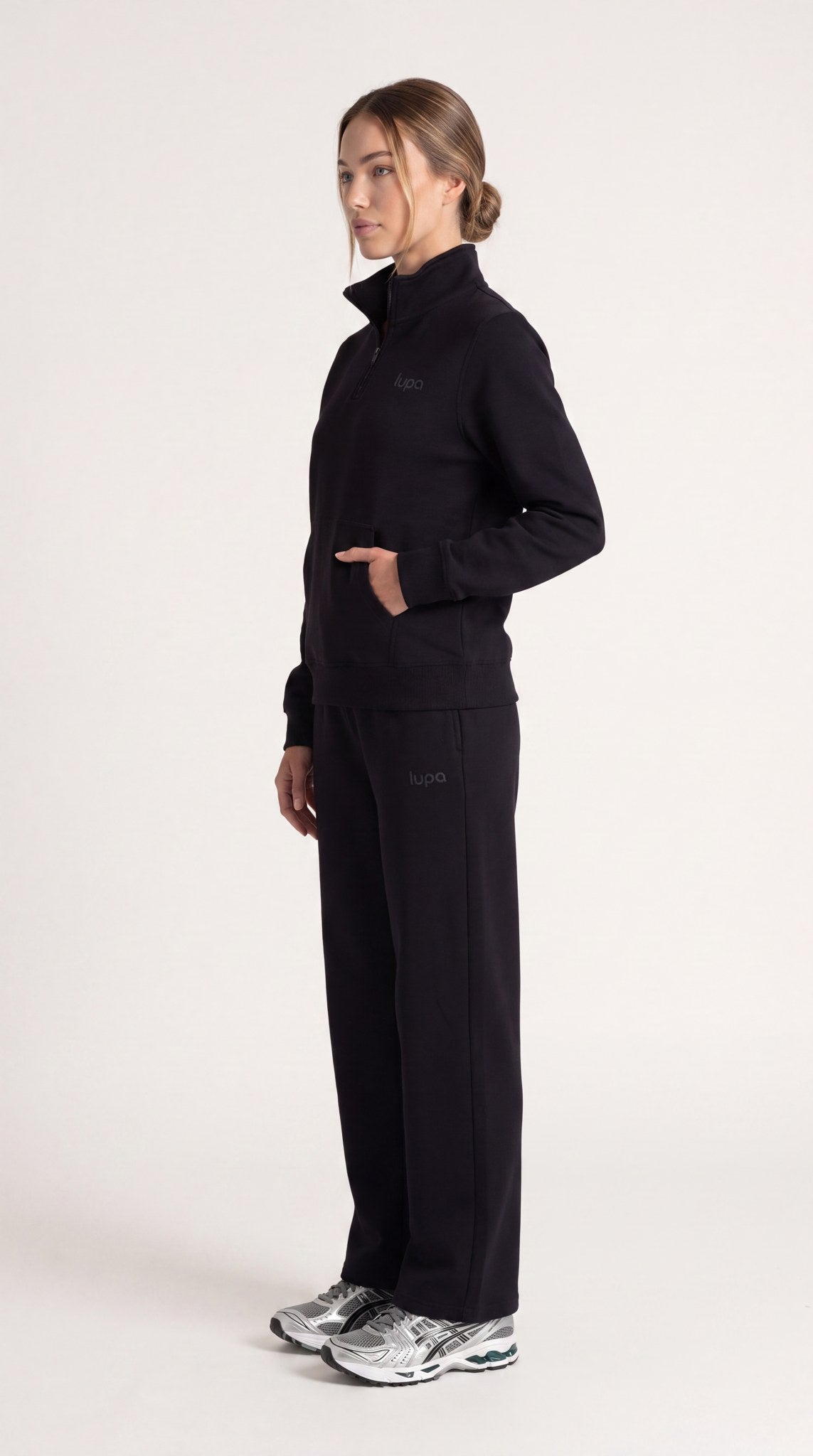Paris Fleece Open Hem Pant - Black