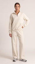 Paris Fleece Open Hem Pant - Vanilla