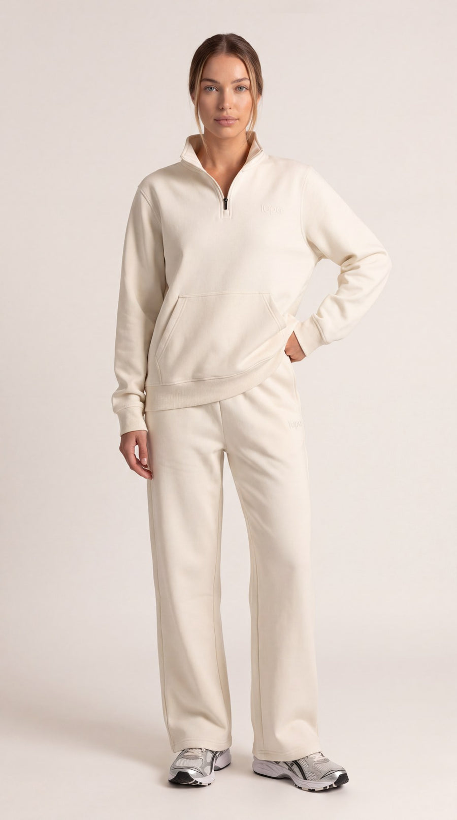 Paris Fleece Open Hem Pant - Vanilla