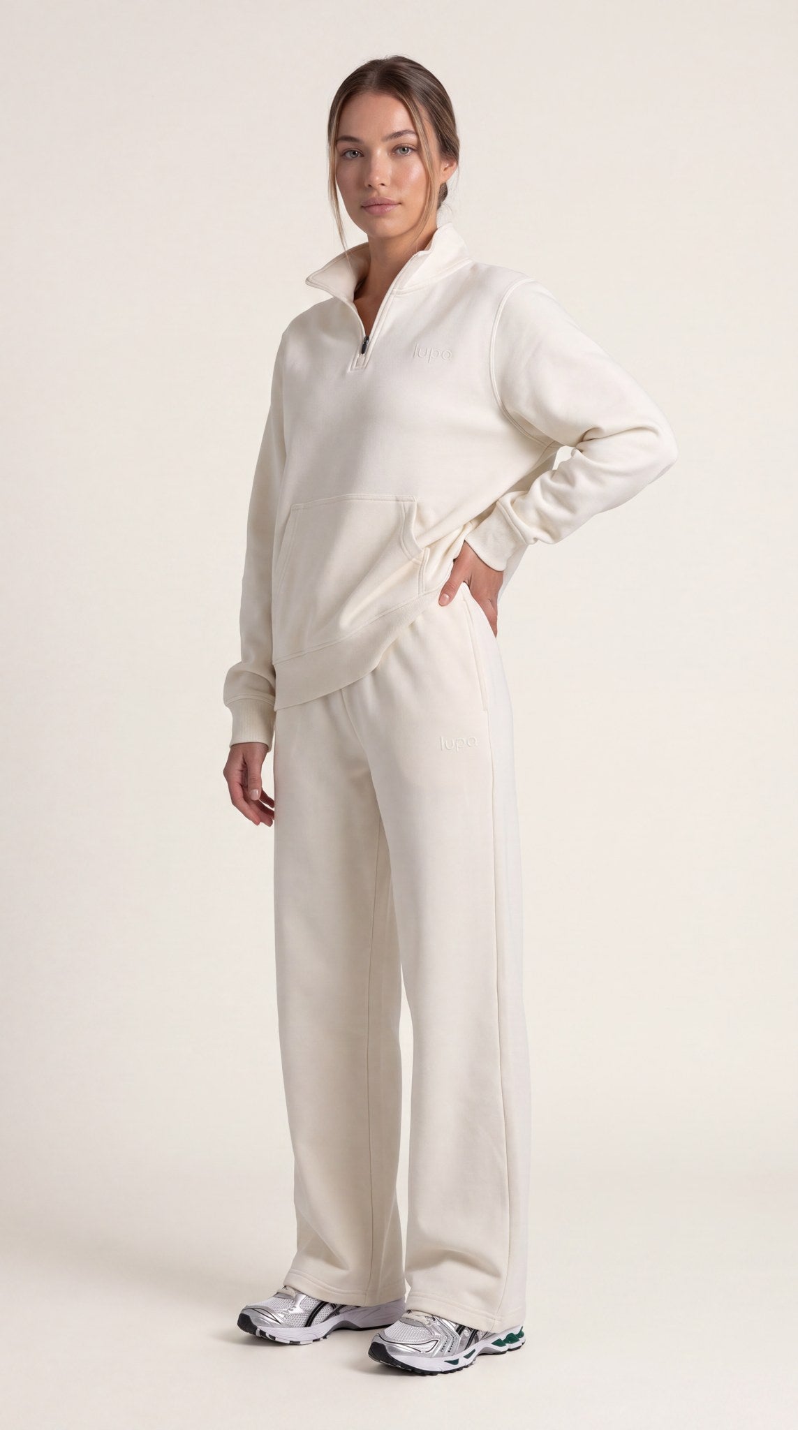 Paris Fleece Open Hem Pant - Vanilla