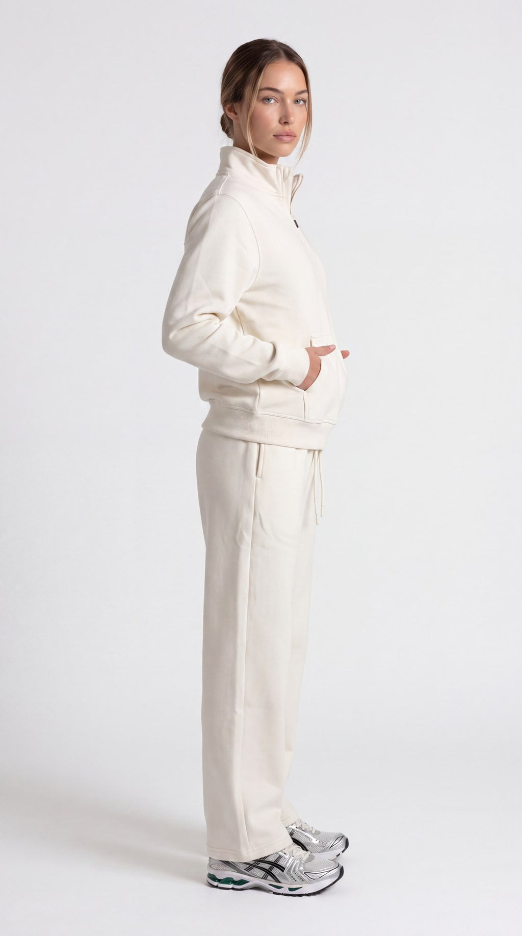Paris Fleece Open Hem Pant - Vanilla